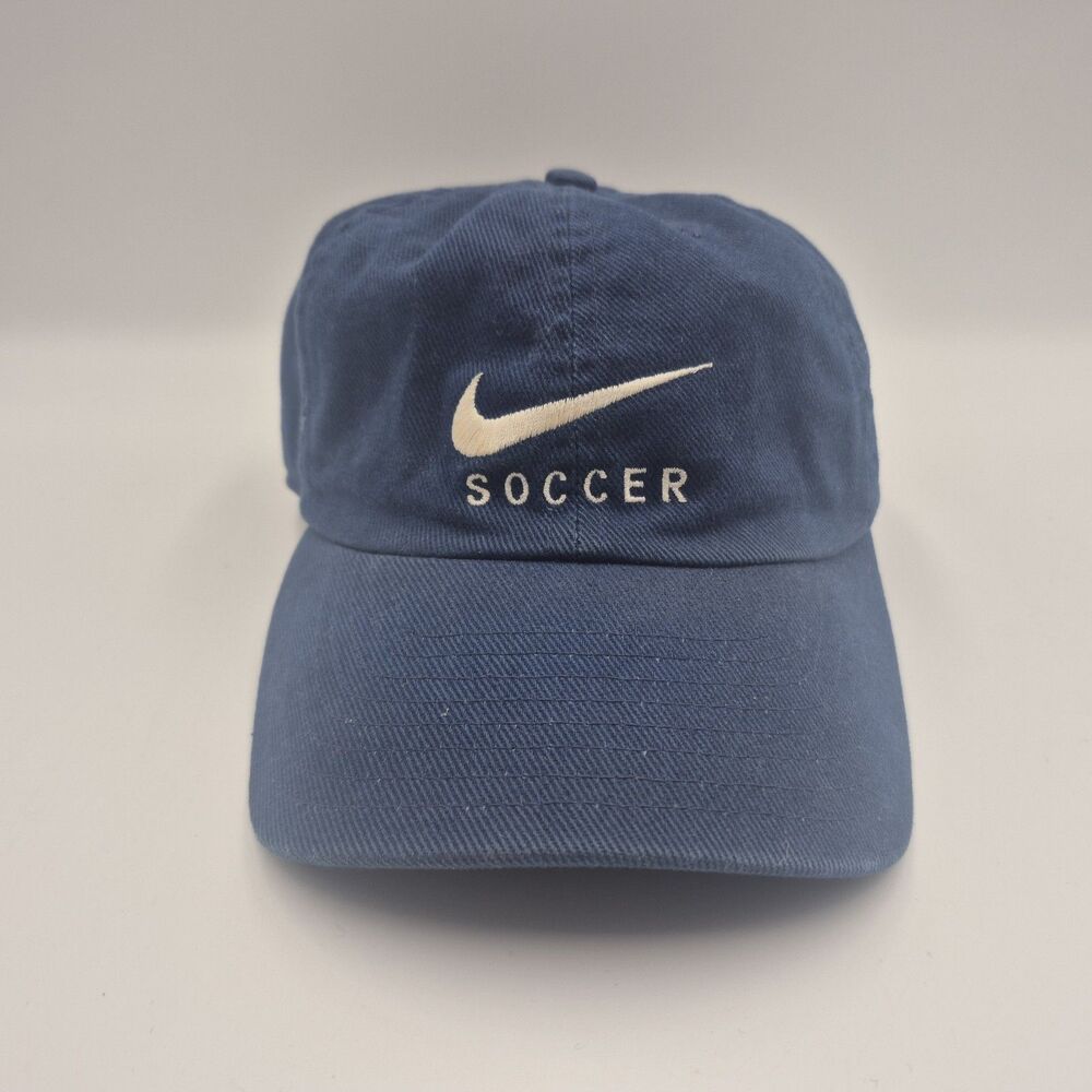 RARE Vintage 90s Y2K Nike Soccer Blue Hat Adjustable StrapBack Cap